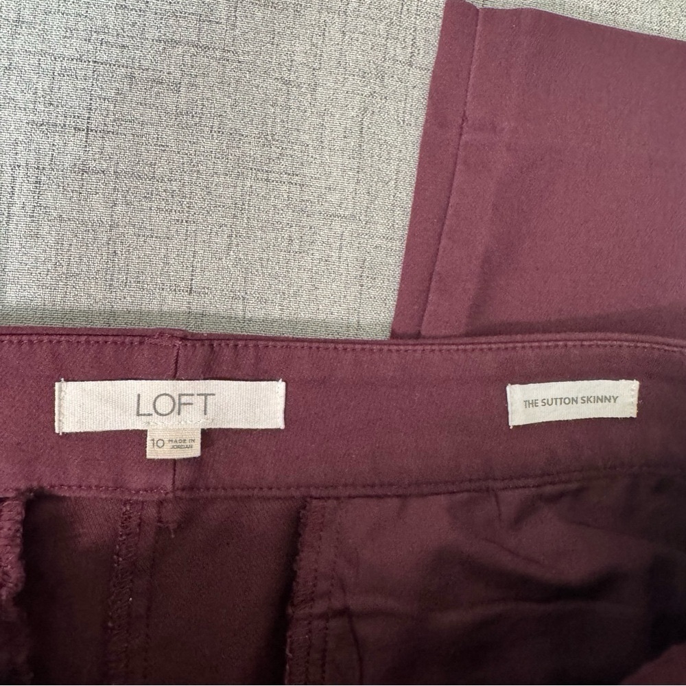 Ann Taylor LOFT The Sutton Skinny Dress Pants in Rich Aubergine Maroon Size 10 - Picture 9 of 10